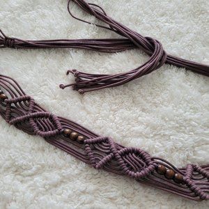 Women's Brown Rope Belt with Beads